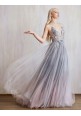 Flower Beaded Ombré Long Gown